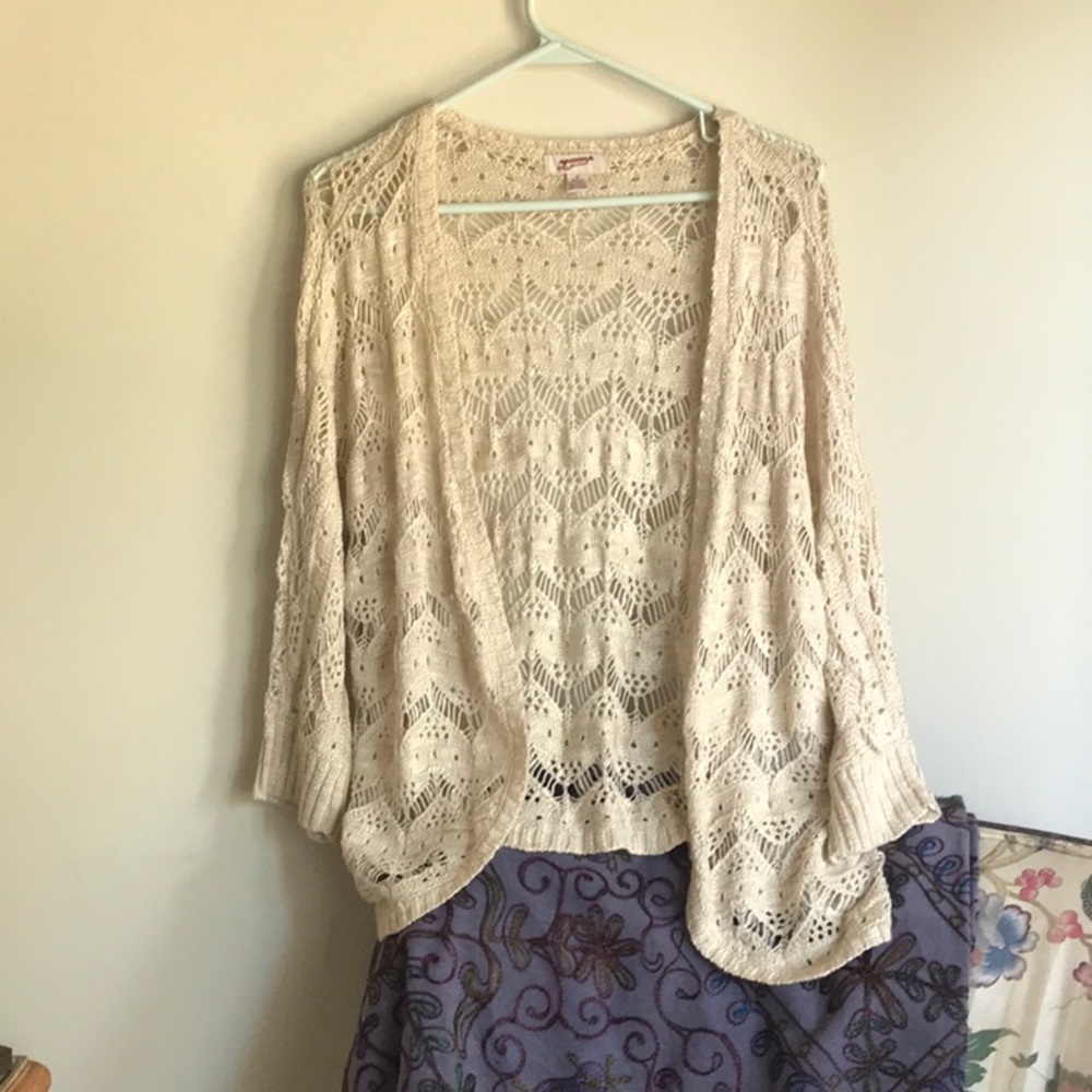 Arizona brand beige crochet style sweater.